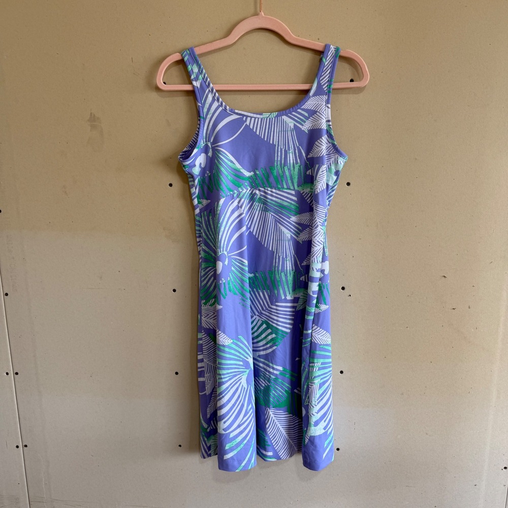 Columbia PFG Freezer III Dress Purple Green Palm Print Gorpcore Womens Small